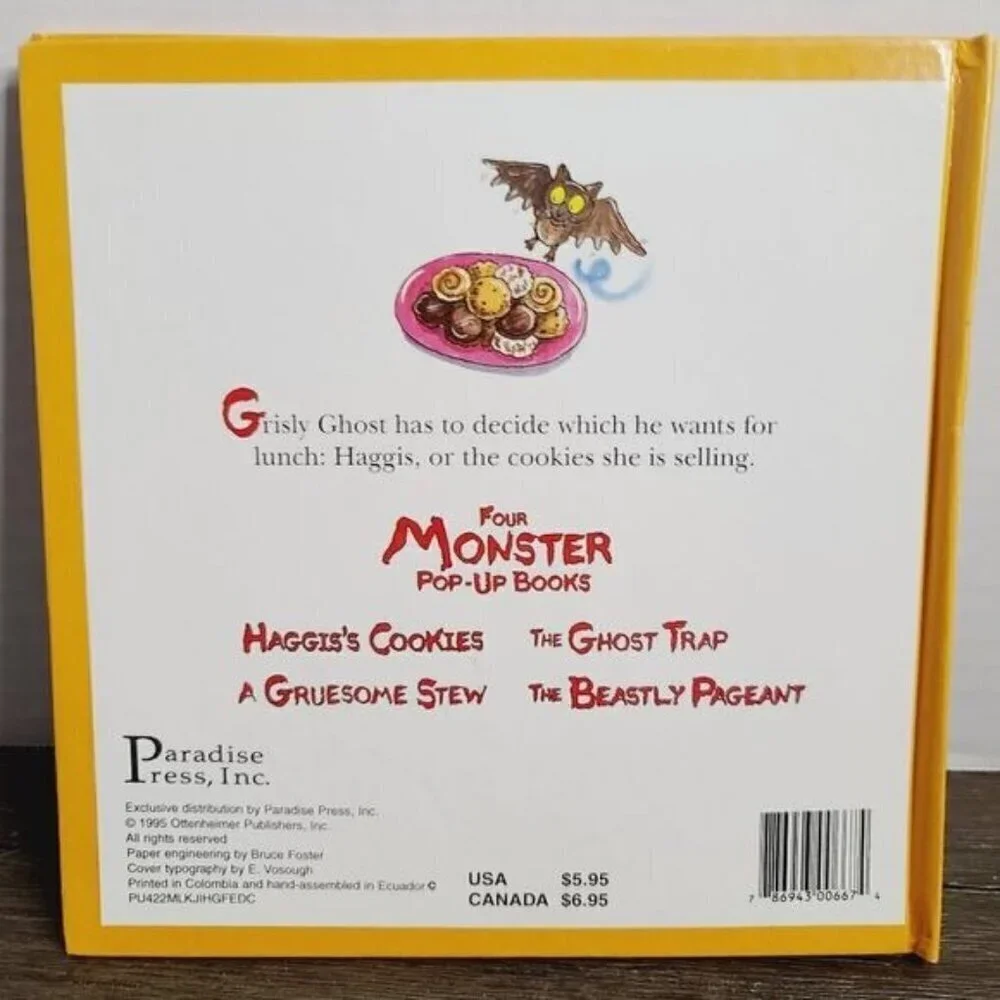 Vintage 1995 A Monster Pop-up Book Haggi's Cookies Halloween Theme